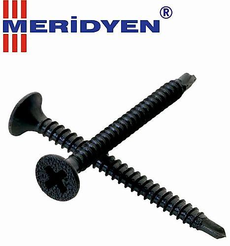 MERİDYEN ALÇIPAN VİDASI 3,5x35 MM MATKAP UÇLU AKILLI VİDA SİYAH ( 25 ADET )