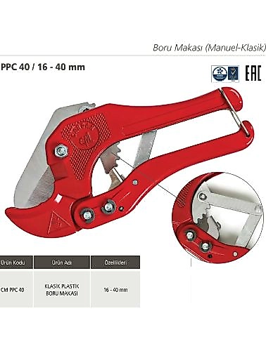 CANDAN KLASİK PVC BORU MAKASI 16 - 40 MM