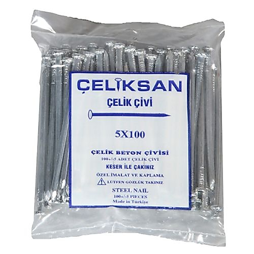 ÇELİK ÇİVİ BETON ÇİVİSİ 5 MM X 100 MM (100 ADET) UZUNLUK: 100 CM